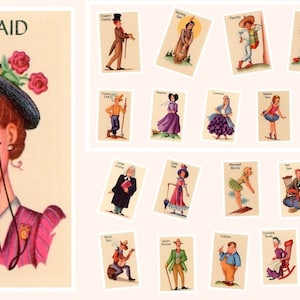 Vintage Withman Old Maid Karten Digitaler Download • Kindheit Kartenspiel