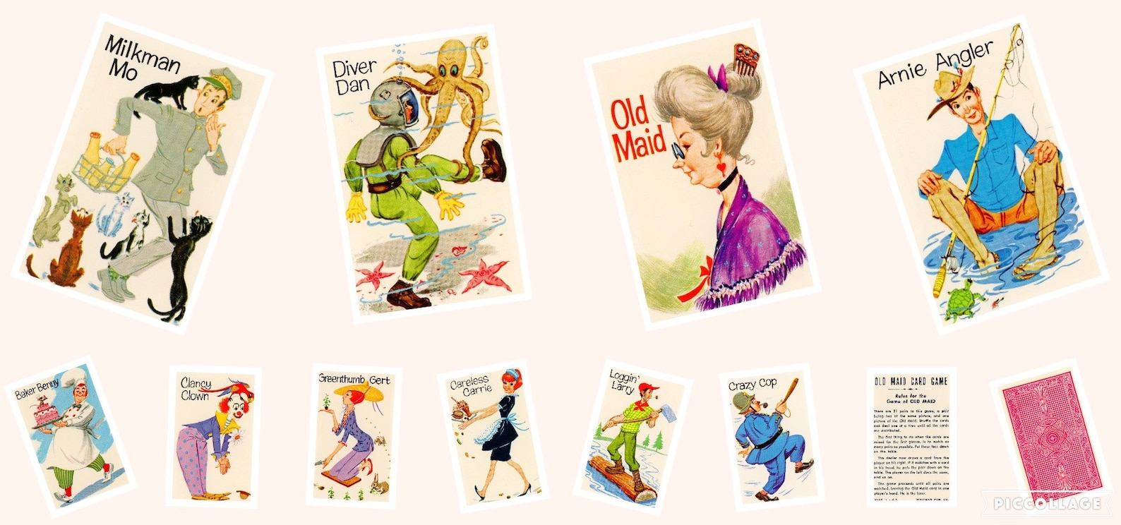 Vintage Whitman Old Maid Cards Digital Download Childhood Card Game Etsy