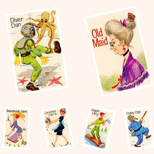 Vintage Withman Old Maid Karten Digitaler Download • Kindheit Kartenspiel