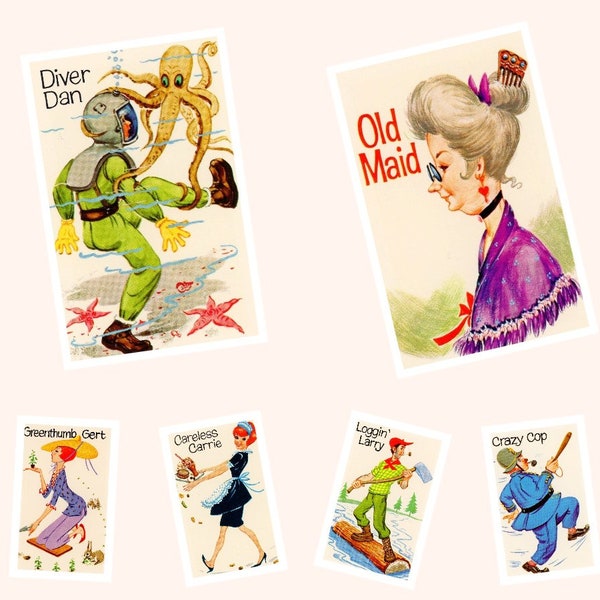 Vintage Whitman Old Maid Cards Digital Download • childhood card game