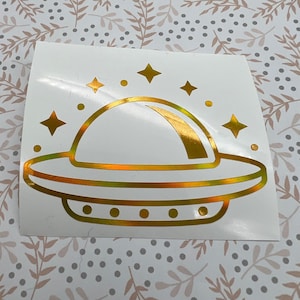 Holographic or Glitter UFO Decal Sticker, Cup, Phone, Laptop, Mug, Computer,  Water Bottle, Controller, Alien Spaceship, Tumbler, Cooler