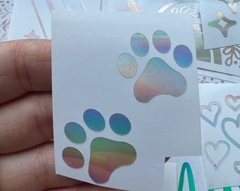 Holographic or Glitter Paw Prints Decal Sticker, Cup, Phone, Laptop, Mug,  Water Bottle, Controller, Tumbler, Cooler, Memorial, Candle