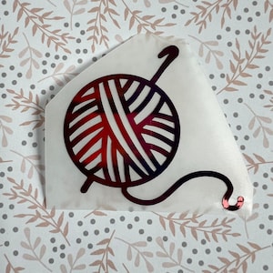 Holographic or Glitter Crochet Hook and Yarn Ball Decal Sticker, Cup, Phone, Laptop, Mug,  Water Bottle, Controller, Tumbler, Cooler