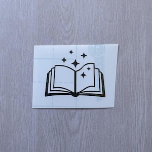 Holographic or Glitter Open Book Decal Sticker, Cup, Phone, Laptop, Mug, Computer,  Water Bottle, Tumbler, Cooler, Suitcase, Bookish