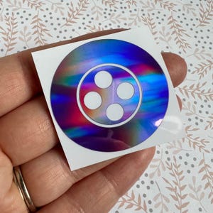 Holographic or Glitter Button Decal Sticker, Cup, Phone, Laptop, Mug, Computer,  Water Bottle, Controller, Tumbler, Cooler, Suitcase
