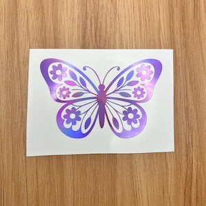 Holographic or Glitter Botanical Butterfly Decal, Cup, Phone, Laptop, Mug, Water Bottle, Controller,  Tumbler, Cooler, Sticker