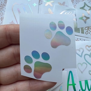 Holographic or Glitter Paw Prints Decal Sticker, Cup, Phone, Laptop, Mug,  Water Bottle, Controller, Tumbler, Cooler, Memorial, Candle