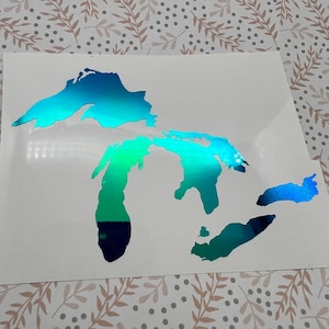 Holographic or Glitter Great Lakes Decal Sticker, Cup, Phone, Laptop, Mug,  Water Bottle, Controller, Hockey Stick,  Tumbler