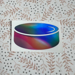 Holographic or Glitter Hockey Puck Decal Sticker, Cup, Phone, Laptop, Computer,  Water Bottle, Hockey Stick, Ice Skate, Helmet, Tumbler