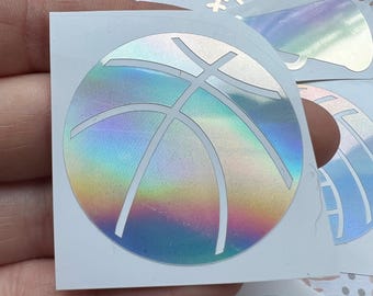 Holographic or Glitter Basketball Decal Sticker, Cup, Phone, Laptop, Mug, Computer, Water Bottle, Controller, Tumbler