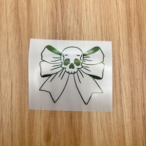 Holographic or Glitter Skull Bow Decal, Phone, Laptop, Mug,  Water Bottle, Controller, Halloween, Boo Basket, Tumbler, Cooler