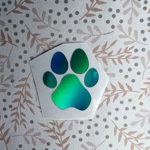 Holographic or Glitter Paw Print Decal Sticker, Phone, Laptop, Mug,  Water Bottle, Controller, Tumbler, Cooler, Pet Memorial, Dog, Cat