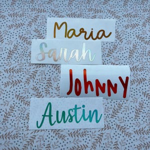 Holographic or Glitter Name Decal, Custom, Party Wedding Favor, Cup and Tumbler, Luggage,  Laptop, Trick or Treat, Snackle box, Snack Box