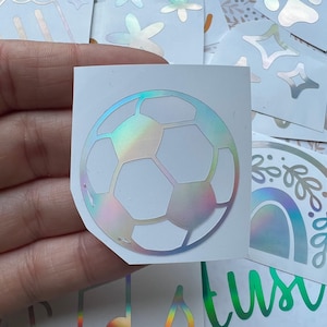 Holographic or Glitter Soccer Ball Decal Sticker, Cup, Phone, Laptop, Mug, Computer,  Water Bottle, Controller, Tumbler