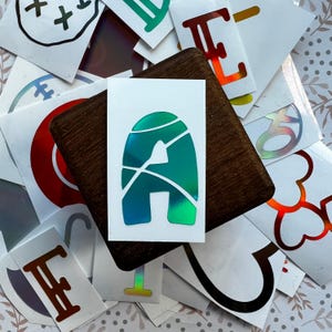 Holographic or Glitter Letter Initial Decal Sticker, Cup, Phone, Laptop, Mug, Computer,  Water Bottle, Tumbler, Memory Bin Name, Mirror
