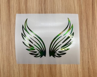 Holographic or Glitter Angel Wings Decal Sticker, Phone, Laptop, Mug, Computer,  Water Bottle, Controller, Tumbler, Cooler, Memorial