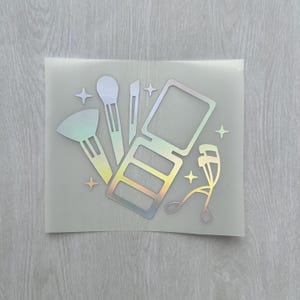 Holographic or Glitter Make Up Palette and Brushes Decal Sticker, Cup, Phone, Laptop,  Water Bottle, Tumbler, Cooler, Suitcase, Case