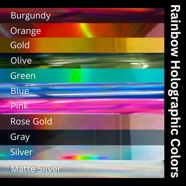 a collection of rainbow-colored hues, including burgundy, orange, gold, olive, green, blue, pink, rose gold, gray, and matte silver.