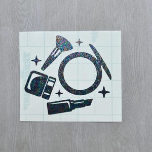 Holographic or Glitter Make Up Mirror and Brushes Decal Sticker, Cup, Phone, Laptop,  Water Bottle, Tumbler, Cooler, Suitcase, Case