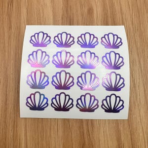 Holographic or Glitter DIY Decal Sheet, Mermaid Shells, Apply How You Want, Cup, Phone, Laptop,  Water Bottle, Tumbler, Cooler, Suitcase
