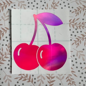 Holographic or Glitter Cherries Decal Sticker, Cup, Phone, Laptop, Mug, Computer,  Water Bottle, Tumbler, Cooler, Suitcase
