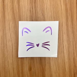 Holographic or Glitter Cat Face Decal Sticker, Cup, Phone, Laptop, Mug,  Water Bottle, Controller,  Tumbler, Cooler