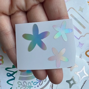 Holographic or Glitter Flowers, Cup Decal Sticker, Cup, Phone, Laptop, Mug, Computer,  Water Bottle, Tumbler, Cooler