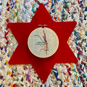 Mapa de trem da CTA de Chicago com bastidor bordado de 4 pol.