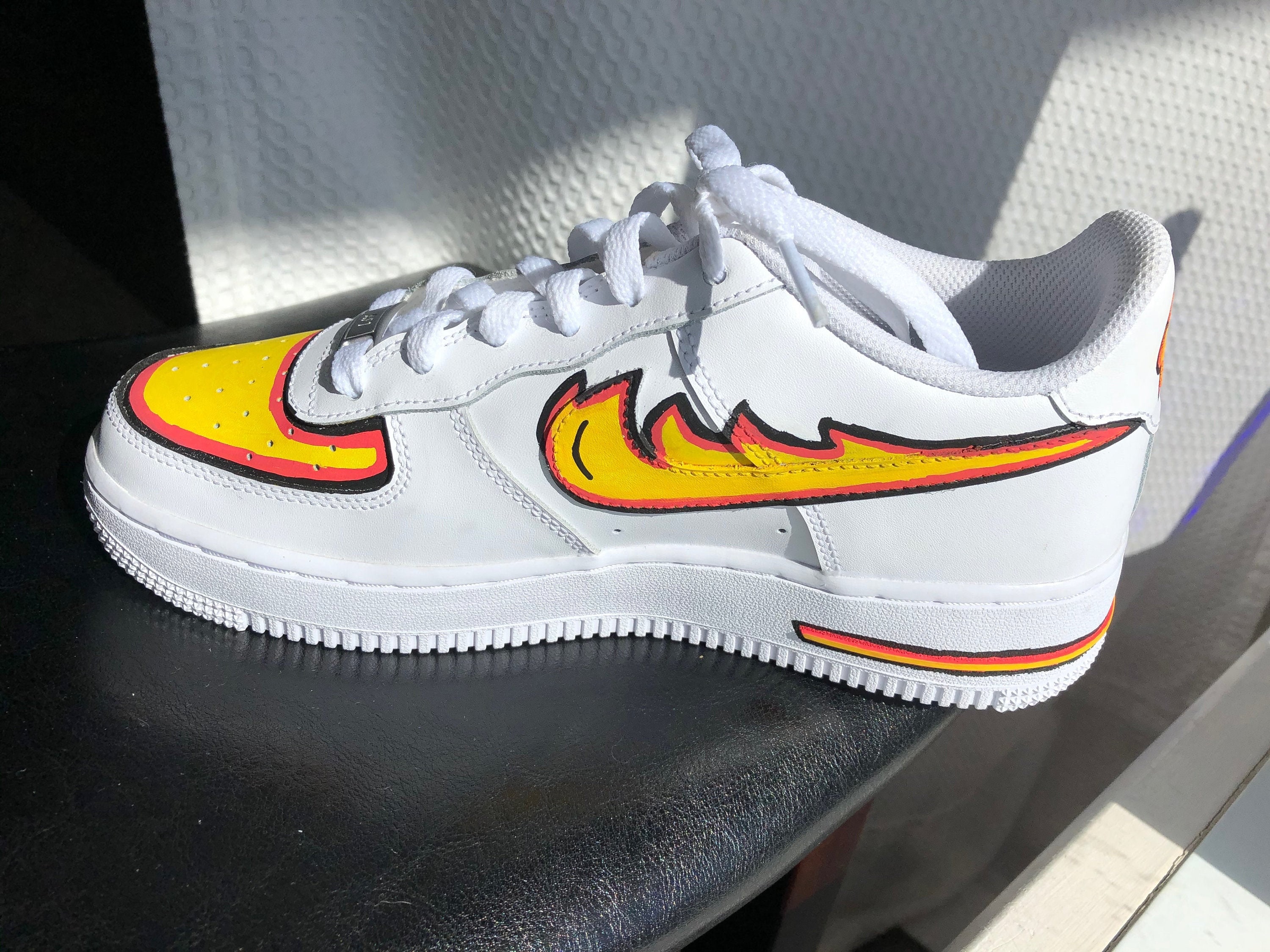 air force 1 kicks on fire