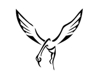 Bird White Crane Dance - Vinyl Decal Sticker for Wall, Car, Bike, iPhone, iPad, Macbook, Laptop, Helmet