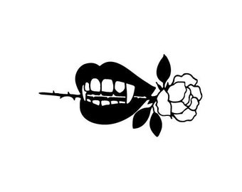 Rose Vampire Bite - Vinyl Decal Sticker for Wall, Car, Bike, iPhone, iPad, Macbook, Laptop, Helmet