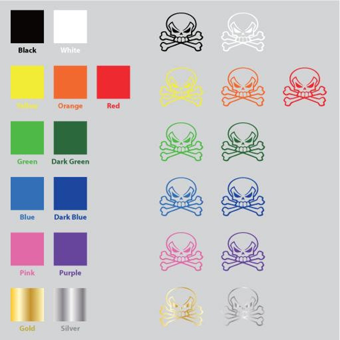 Crossbones Sticker Skull Crossbone Danger - Vinyl Decal Sticker for Wall, Car, Bike ...