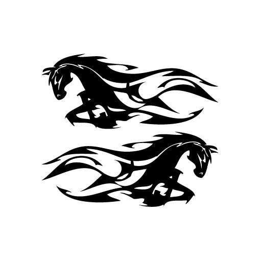 Horse Flame Mirror - Vinyl Decal Sticker for Wall, Car, Bike, iPhone, iPad, Macbook, Laptop, Helmet