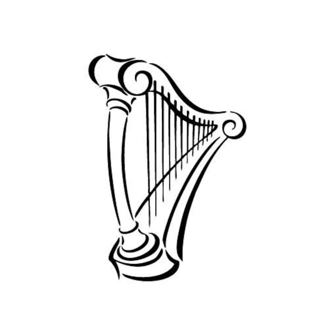 Harp Instrument Vinyl Decal Sticker for Wall, Car, Bike, Iphone, Ipad