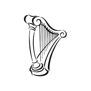Harp Instrument - Vinyl Decal Sticker for Wall, Car, Bike, iPhone, iPad, Macbook, Laptop, Helmet