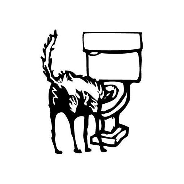 Dog Drink Toilet - Vinyl Decal Sticker for Wall, Car, Bike, iPhone, iPad, Macbook, Laptop, Helmet