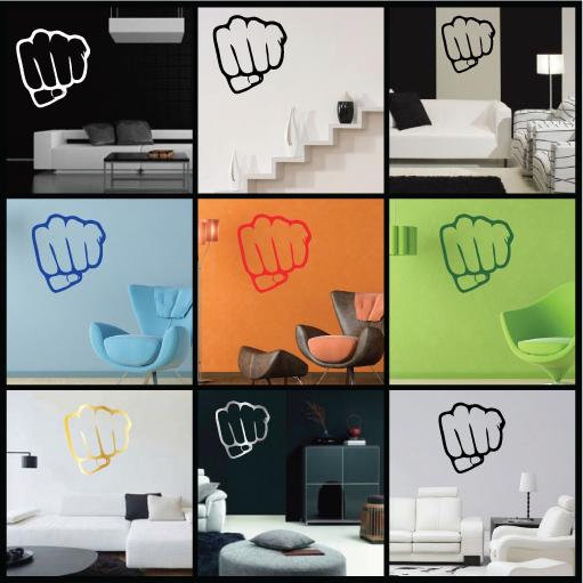 Fist Punch - Vinyl Decal Sticker for Wall, Car, Bike, Iphone, Ipad ...