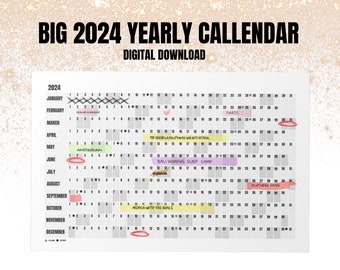 BIG 2024 YEARLY CALENDAR digital download