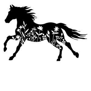 Floral Horse svg, Horse svg, Rustic svg, Farmhouse svg, summer svg, Animal Silhouette, flower SVG, shirt svg, Cut File Cricut