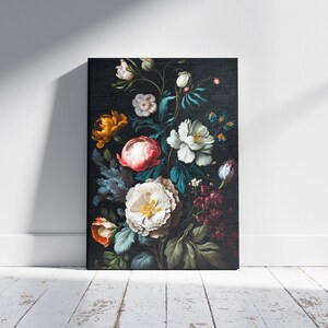 Dark Flower Painting Printable Art | Moody Floral Wall Art | Dark Academia Print | Vintage Moody Painting Victorian Wall Art | Antique Print