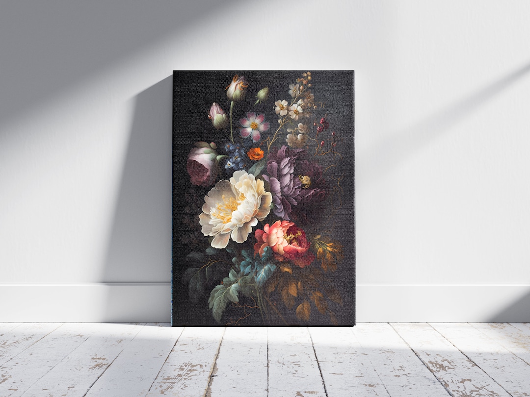 Dark Flower Painting Printable Art | Moody Floral Wall Art | Dark ...