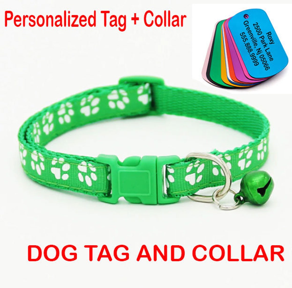 Dog Collar Personalized Dog Collar With Dog ID Tag Engraved Etsy
