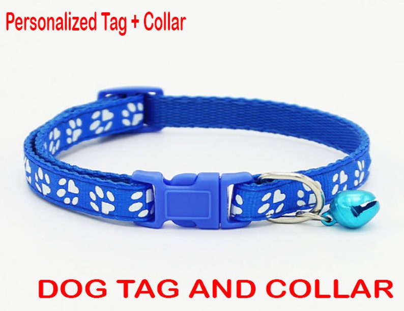 Dog Collar Personalized Dog Collar With Dog ID Tag Engraved Etsy