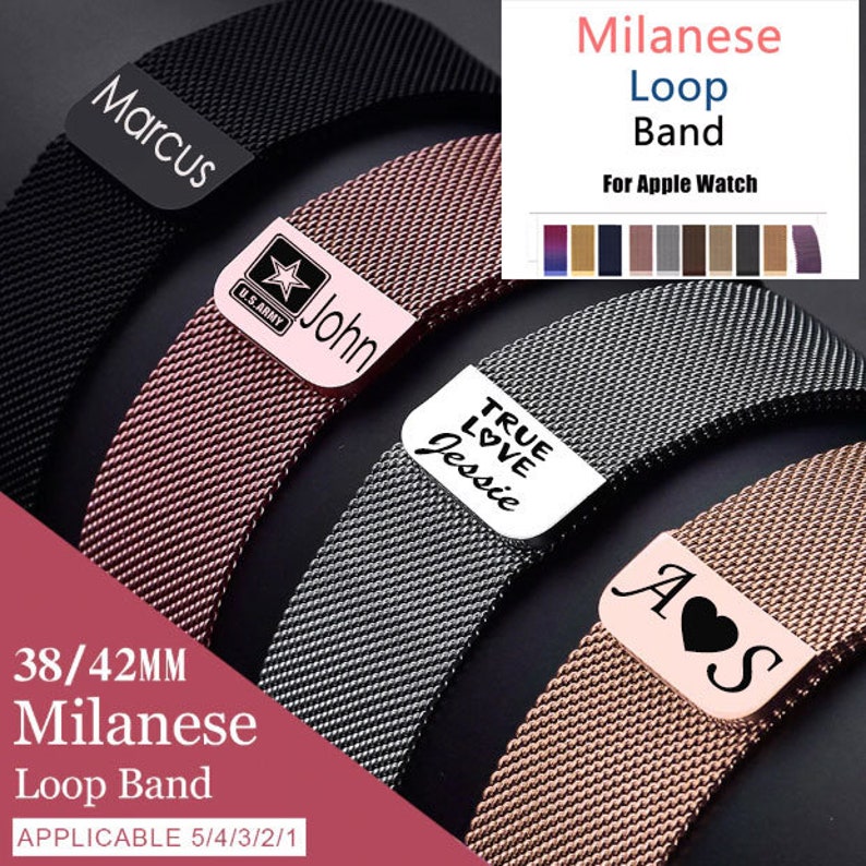 Custom Apple Watch Band Stainless Steel Laser Engraved Etsy