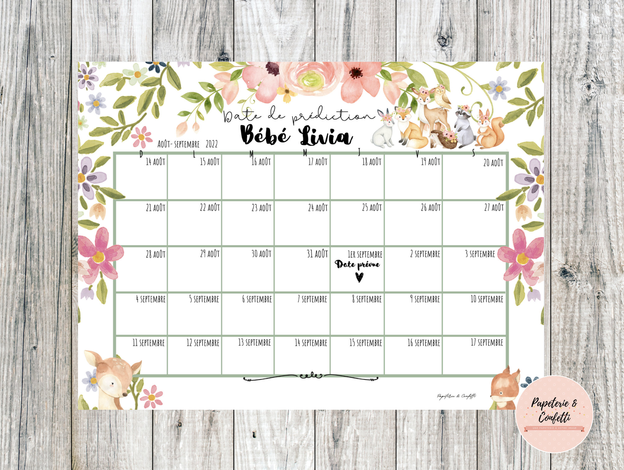 Calendrier prédiction date de naissance bébé Etsy Canada