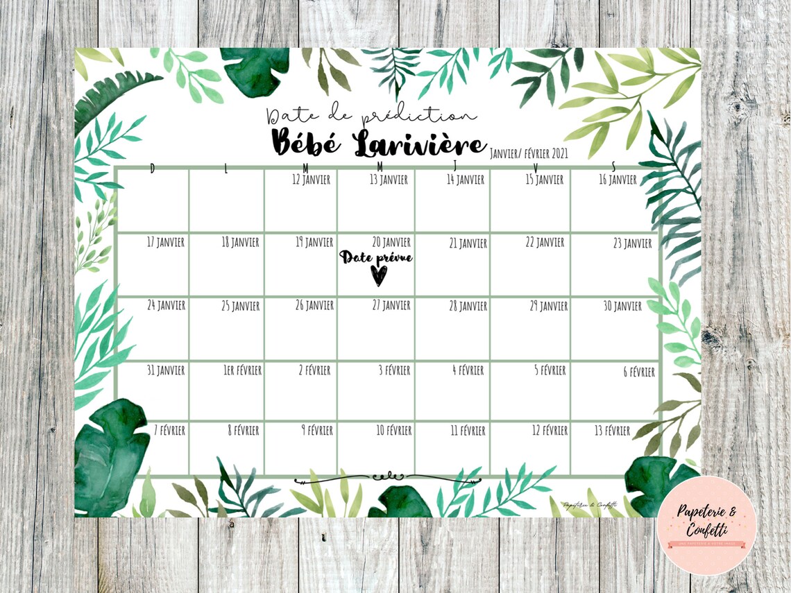 Calendrier prédiction date de naissance bébé - Etsy.de