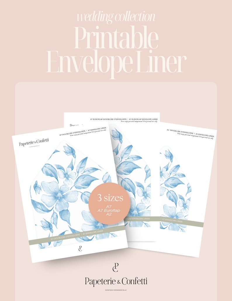 Blue Floral Pattern Wedding Envelope Lining. Invitations. RSVP ...