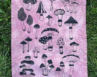 Paño de cocina con diseño de hongos: decoración de cocina de algodón serigrafiada a mano