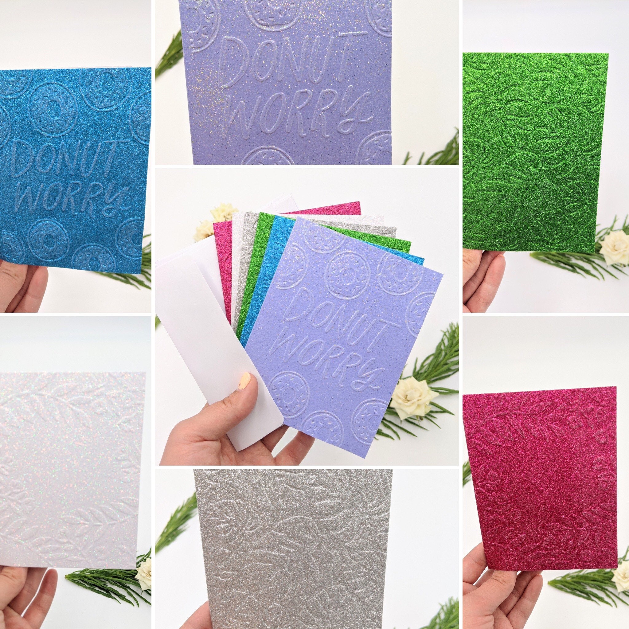 Cute Blank Cards Set of 6 Glitter Card Textured Etsy