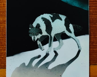 Large Wolf Sticker under the Northern Lights
